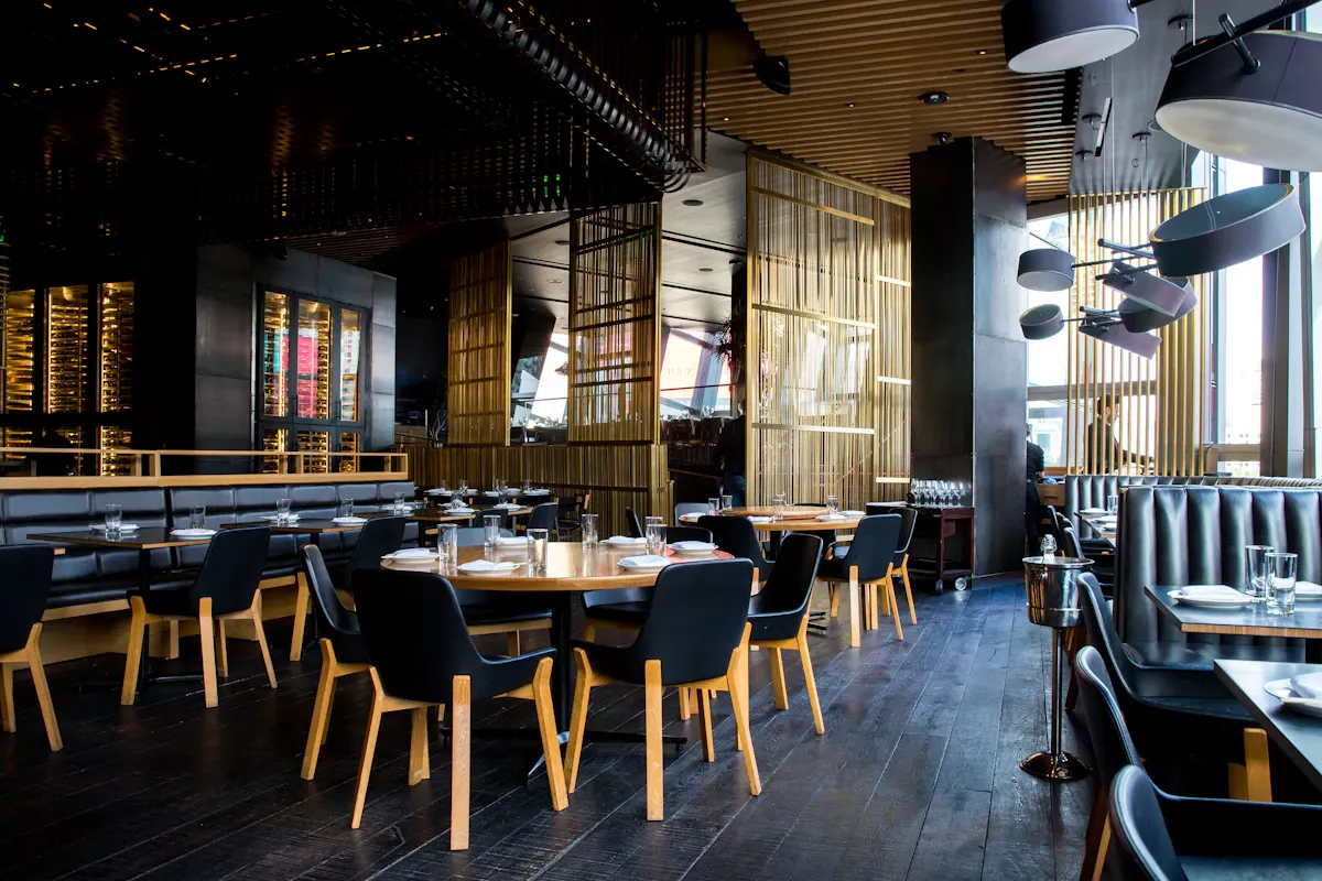 Modern restaurant interior with diners